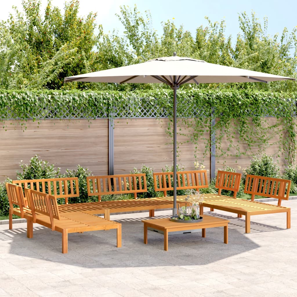 5 Piece Garden Pallet Sofa Set Solid Wood Acacia Natural 3x middle + 2x corner + table