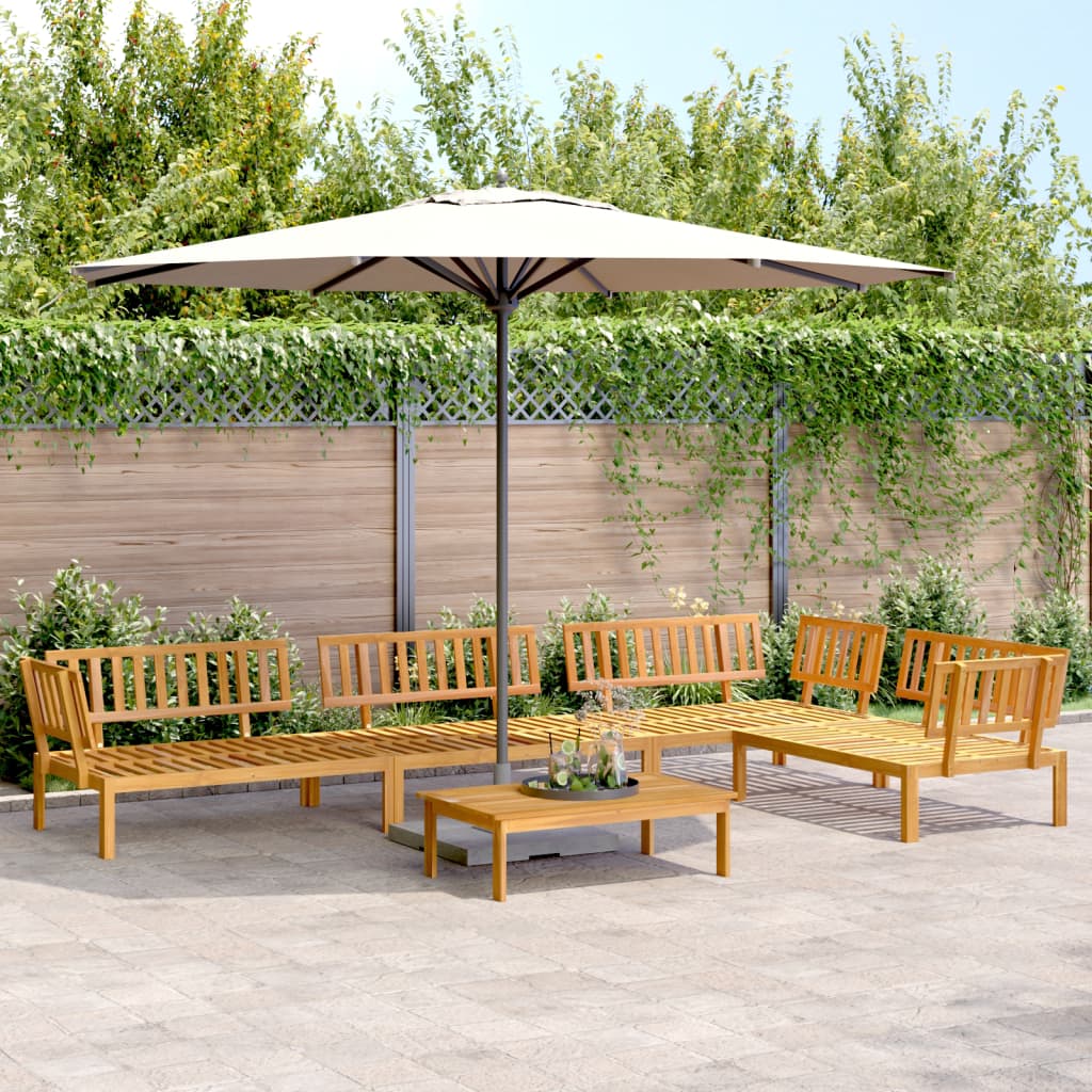 5 Piece Garden Pallet Sofa Set Solid Wood Acacia Natural 3x corner + middle + table