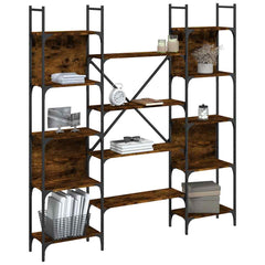 vidaXL Bookshelf Smoked Oak 155.5x24x166.5 cm Engineered Wood 4