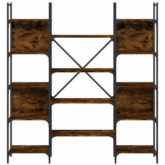 vidaXL Bookshelf Smoked Oak 155.5x24x166.5 cm Engineered Wood 5