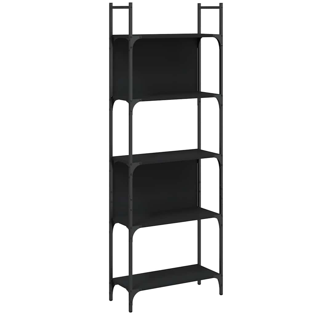 vidaXL Bookshelf 5-Tier Black 60.5x24x166.5 cm Engineered Wood 2