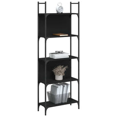 vidaXL Bookshelf 5-Tier Black 60.5x24x166.5 cm Engineered Wood 4