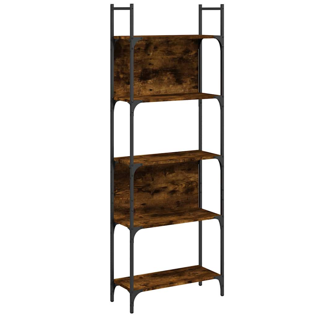 vidaXL Bookshelf 5-Tier Smoked Oak 60.5x24x166.5 cm Engineered Wood 2