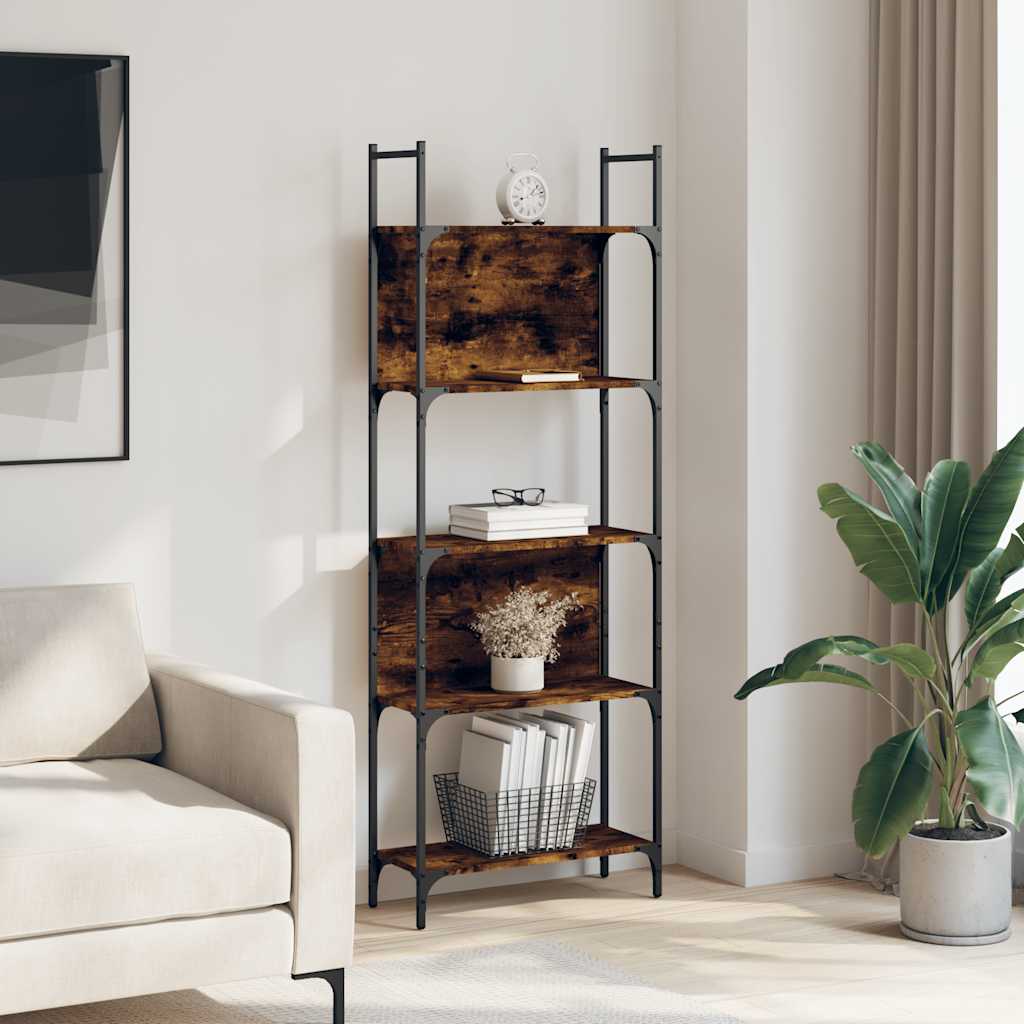 vidaXL Bookshelf 5-Tier Smoked Oak 60.5x24x166.5 cm Engineered Wood 3