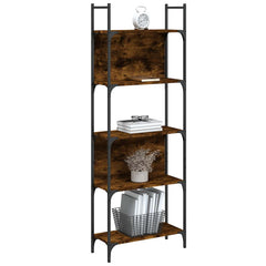 vidaXL Bookshelf 5-Tier Smoked Oak 60.5x24x166.5 cm Engineered Wood 4