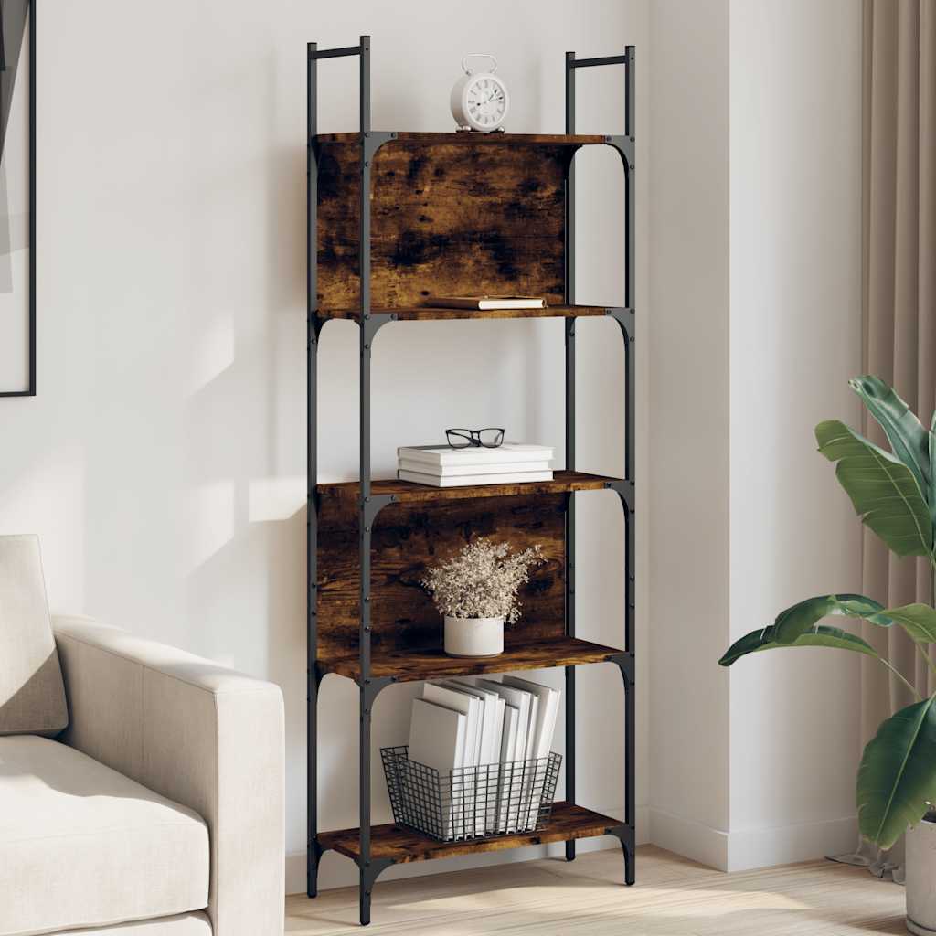 vidaXL Bookshelf 5-Tier Smoked Oak 60.5x24x166.5 cm Engineered Wood 1