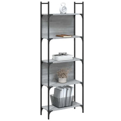 vidaXL Bookshelf 5-Tier Grey Sonoma 60.5x24x166.5 cm Engineered Wood 4