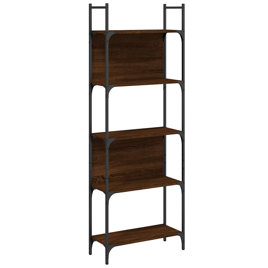 vidaXL Bookshelf 5-Tier Brown Oak 60.5x24x166.5 cm Engineered Wood 2