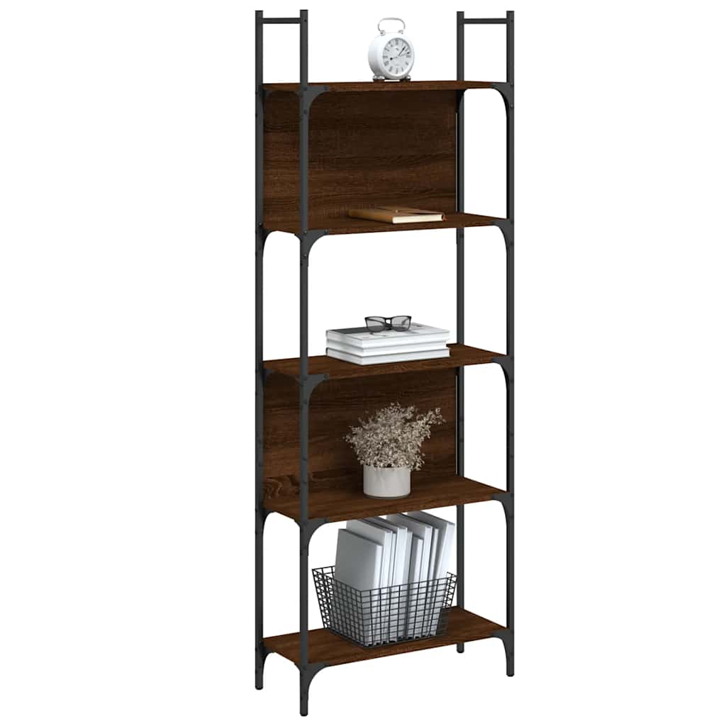 vidaXL Bookshelf 5-Tier Brown Oak 60.5x24x166.5 cm Engineered Wood 4
