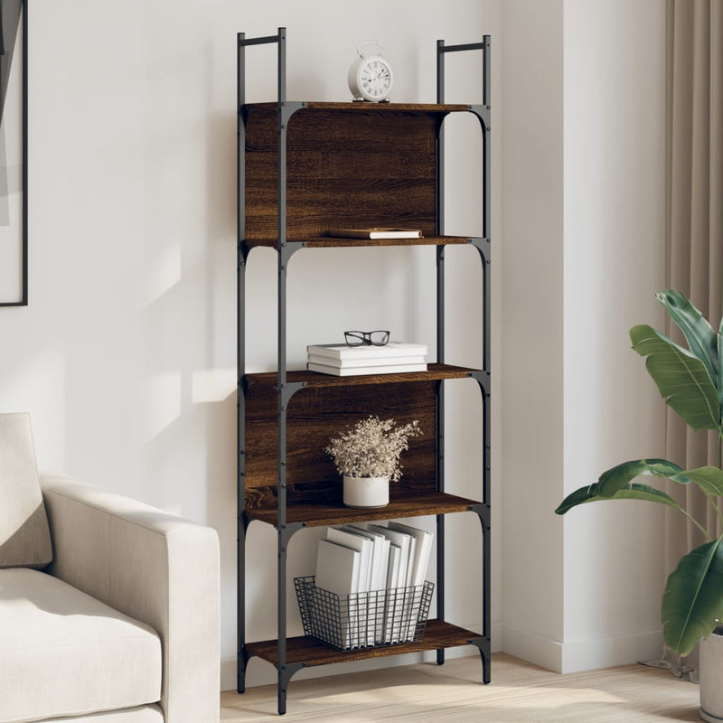 Bookshelf 5-Tier Brown Oak 60.5x24x166.5 cm Engineered Wood