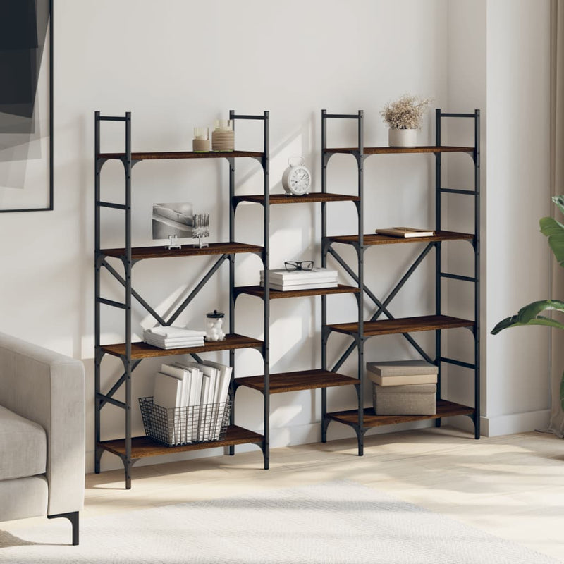 Bookshelf Brown Oak 160x28.5x136.5 cm Engineered Wood