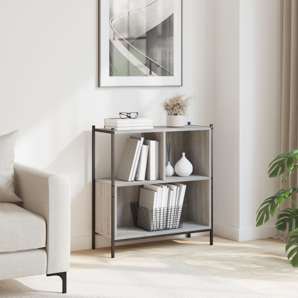 vidaXL Bookcase Grey Sonoma 72x28x77.5 cm Engineered Wood 3