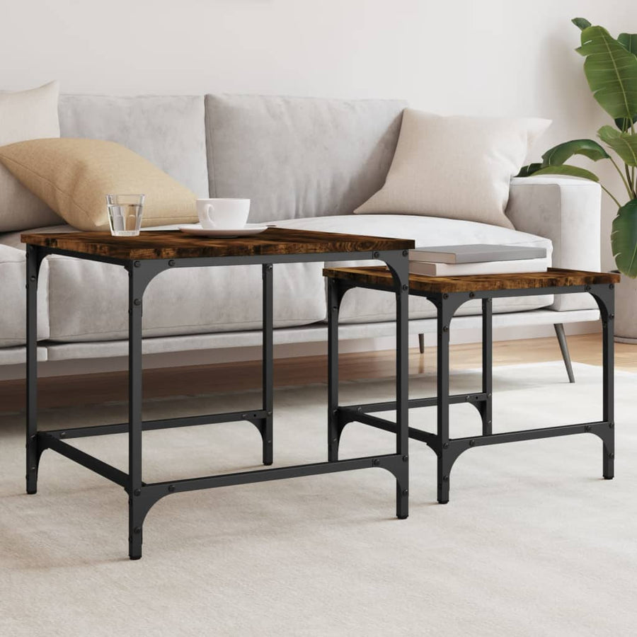 vidaXL Nesting Coffee Tables 2 pcs Smoked Oak Engineered Wood 1