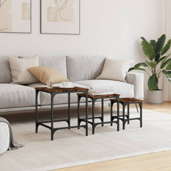 vidaXL Nesting Coffee Tables 3 pcs Smoked Oak Engineered Wood 3