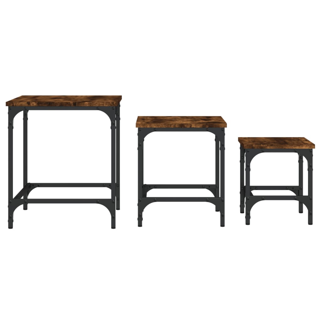 vidaXL Nesting Coffee Tables 3 pcs Smoked Oak Engineered Wood 4
