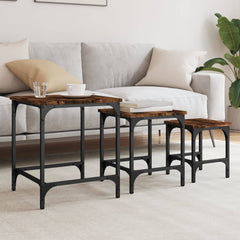 vidaXL Nesting Coffee Tables 3 pcs Smoked Oak Engineered Wood 1