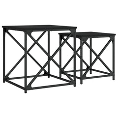 vidaXL Nesting Coffee Tables 2 pcs Black Engineered Wood 2