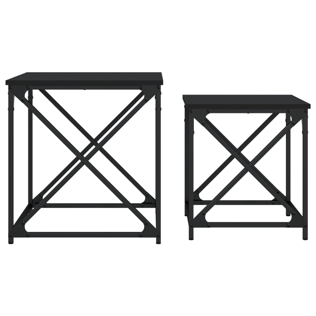 vidaXL Nesting Coffee Tables 2 pcs Black Engineered Wood 5