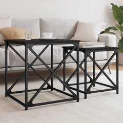 vidaXL Nesting Coffee Tables 2 pcs Black Engineered Wood 1