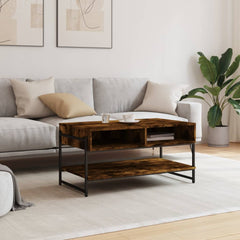 vidaXL Coffee Table Smoked Oak 90x50x45 cm Engineered Wood 3