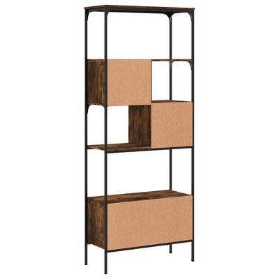 Bookcase 5-Tier Smoked Oak 76x33x188.5 cm Engineered Wood