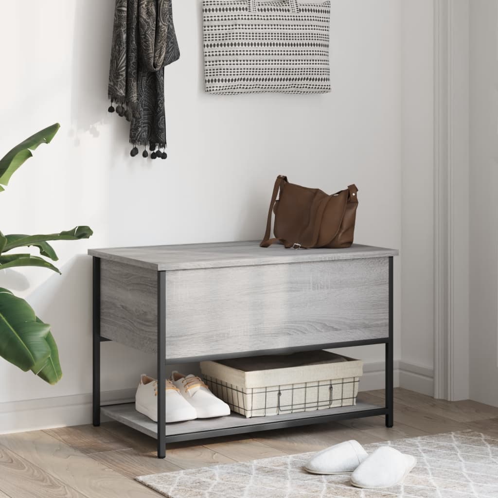 vidaXL Storage Bench Grey Sonoma 70x42.5x47 cm Engineered Wood 3