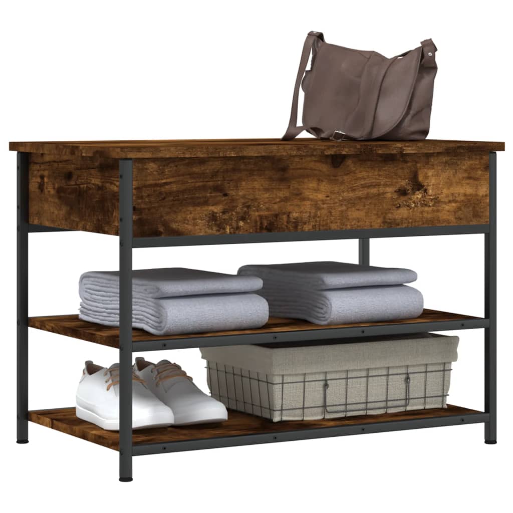 vidaXL Shoe Bench Smoked Oak 70x42.5x50 cm Engineered Wood 4