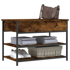 vidaXL Shoe Bench Smoked Oak 70x42.5x50 cm Engineered Wood 4