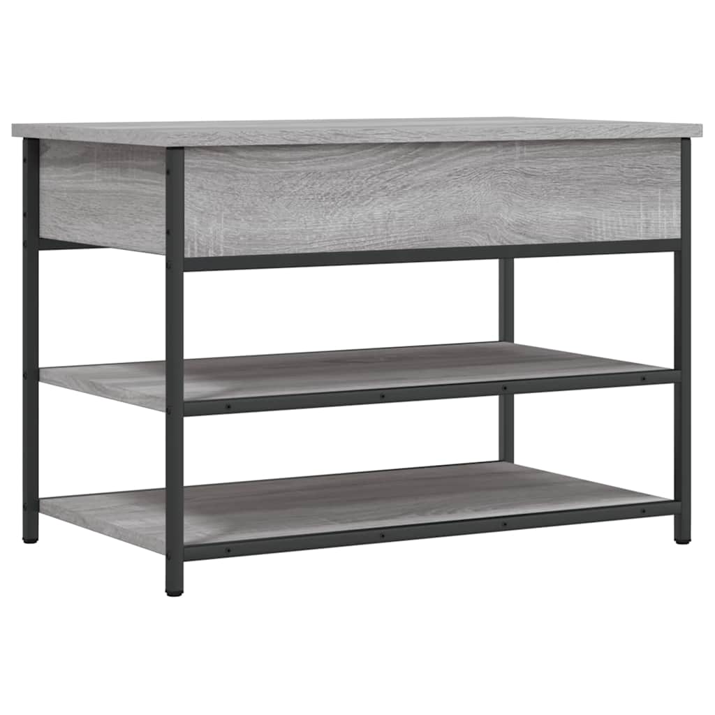 vidaXL Shoe Bench Grey Sonoma 70x42.5x50 cm Engineered Wood 2