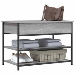 vidaXL Shoe Bench Grey Sonoma 70x42.5x50 cm Engineered Wood 4