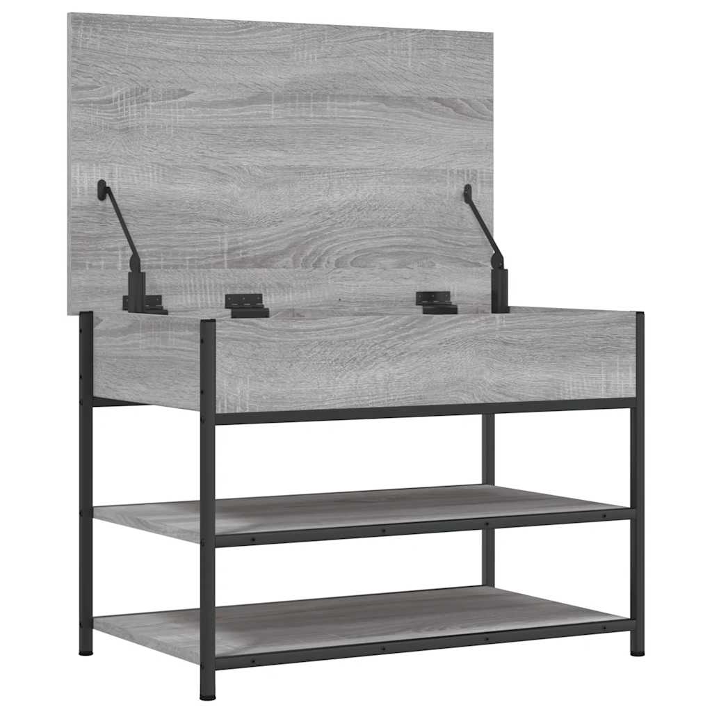 vidaXL Shoe Bench Grey Sonoma 70x42.5x50 cm Engineered Wood 6