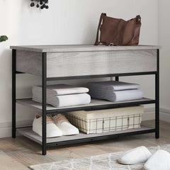 vidaXL Shoe Bench Grey Sonoma 70x42.5x50 cm Engineered Wood 1