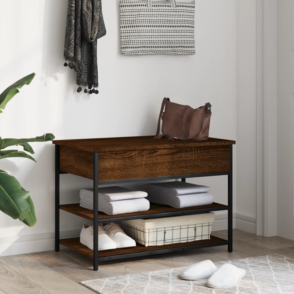 vidaXL Shoe Bench Brown Oak 70x42.5x50 cm Engineered Wood 3