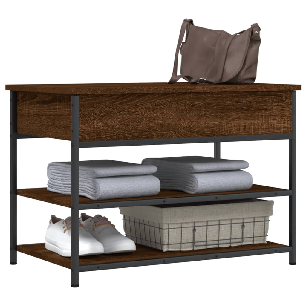 vidaXL Shoe Bench Brown Oak 70x42.5x50 cm Engineered Wood 4