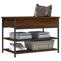vidaXL Shoe Bench Brown Oak 70x42.5x50 cm Engineered Wood 4