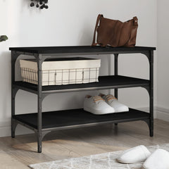 vidaXL Shoe Bench Black 70x38.5x49 cm Engineered Wood 1