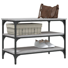 vidaXL Shoe Bench Grey Sonoma 70x38.5x49 cm Engineered Wood 4