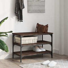 vidaXL Shoe Bench Brown Oak 70x38.5x49 cm Engineered Wood 3