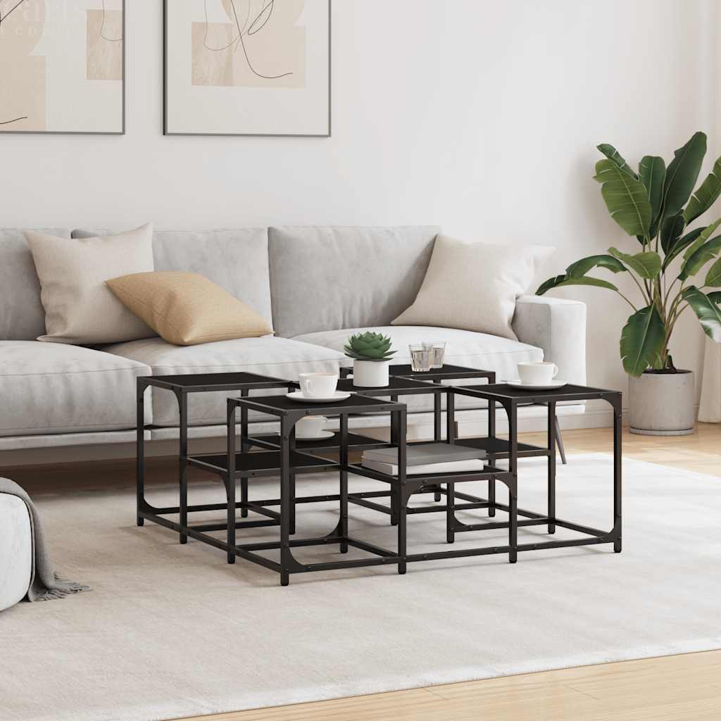 vidaXL Coffee Table Black 91x91x40 cm Engineered Wood 3