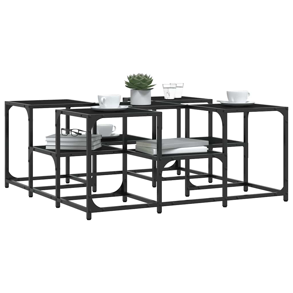 vidaXL Coffee Table Black 91x91x40 cm Engineered Wood 4