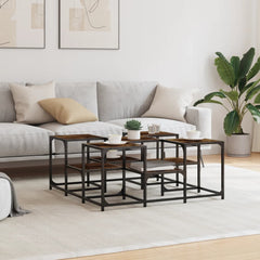 vidaXL Coffee Table Smoked Oak 91x91x40 cm Engineered Wood 3
