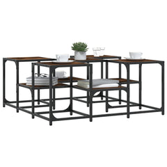 vidaXL Coffee Table Smoked Oak 91x91x40 cm Engineered Wood 4