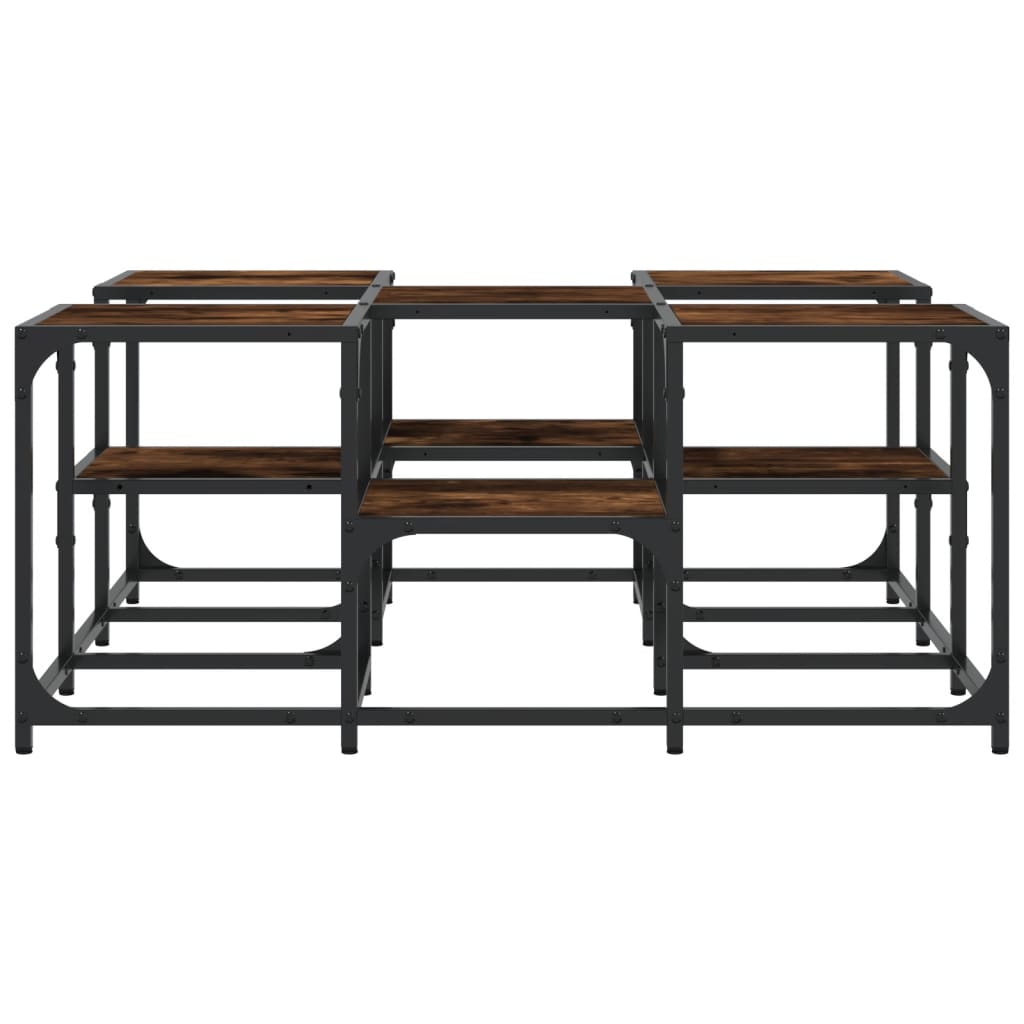 vidaXL Coffee Table Smoked Oak 91x91x40 cm Engineered Wood 5