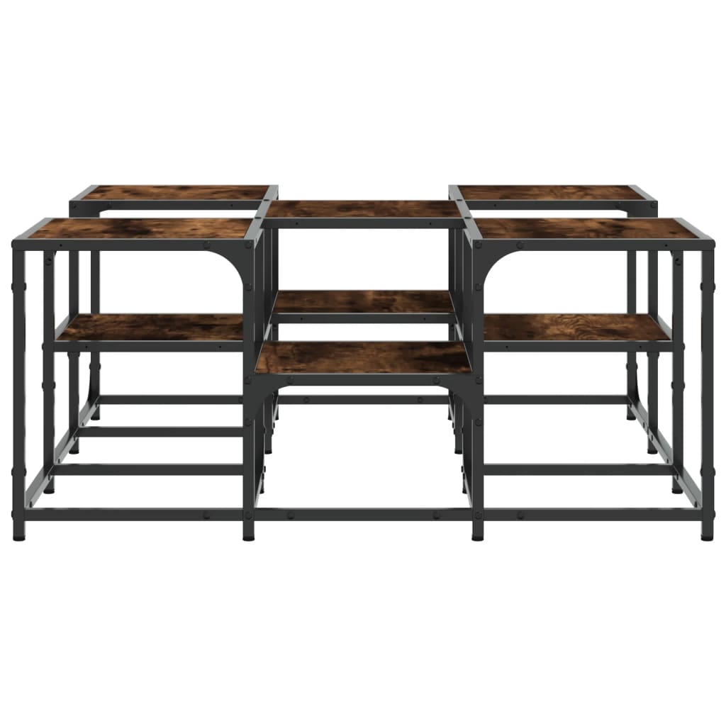 vidaXL Coffee Table Smoked Oak 91x91x40 cm Engineered Wood 6