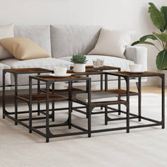 vidaXL Coffee Table Smoked Oak 91x91x40 cm Engineered Wood 1
