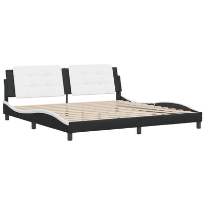 Bed Frame with Headboard Black and White 200x200 cm Faux Leather