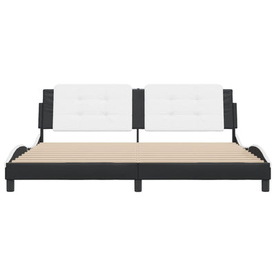 Bed Frame with Headboard Black and White 200x200 cm Faux Leather