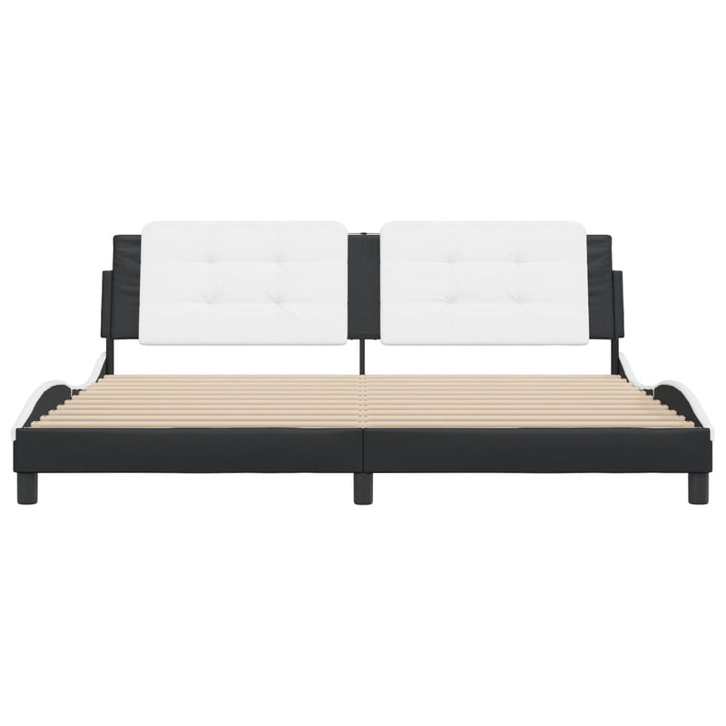 Bed Frame with Headboard Black and White 200x200 cm Faux Leather