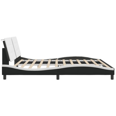 Bed Frame with Headboard Black and White 200x200 cm Faux Leather