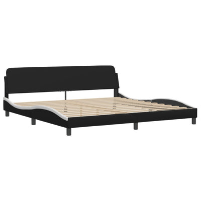 Bed Frame with Headboard Black and White 200x200 cm Faux Leather